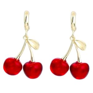 Gold Cherry Drop Earrings